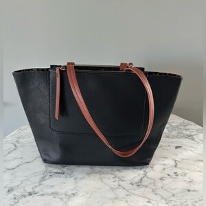 Shiraleah Black and Brown Women's Vegan Leather Tote Bag. New Without Tags